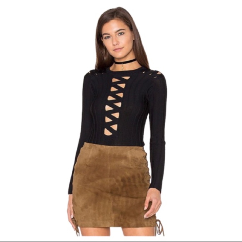 For Love and Lemons x Knitz Simone black laced bodysuit S